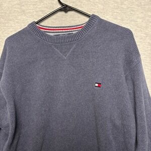 Vintage Tommy Hilfiger Blue‎ Crew Neck Thick Knit Sweater Preppy  Men Xl